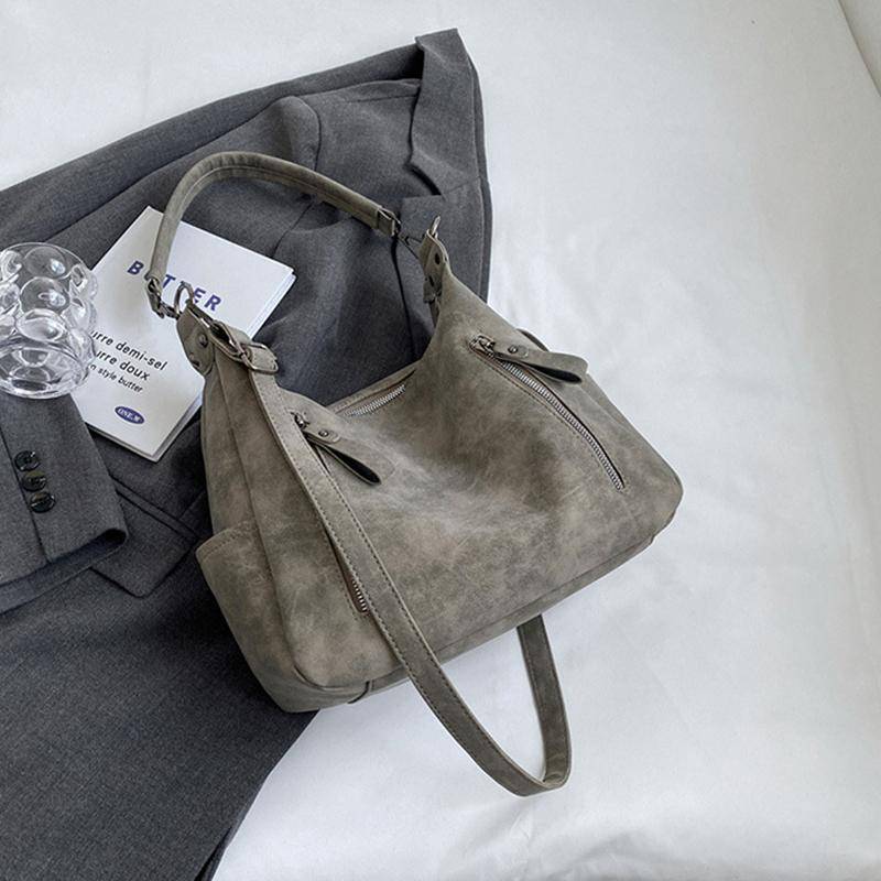 Yogodlns Matte Leder Frauen Schulter Tasche Große Kapazität Winter Reise Weibliche Handtaschen Umhängetaschen Marke Design Shopper Totes 31x11x24cm graue von Joom DACH