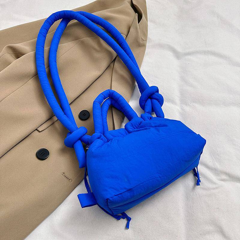 Yogodlns Mode kleine Puffer Einkaufstasche Designer gepolsterte Frauen Schultertaschen Nylon Daunen Baumwolle Umhängetasche Mini Lady Handtaschen 23x10x15cm blau von Joom DACH
