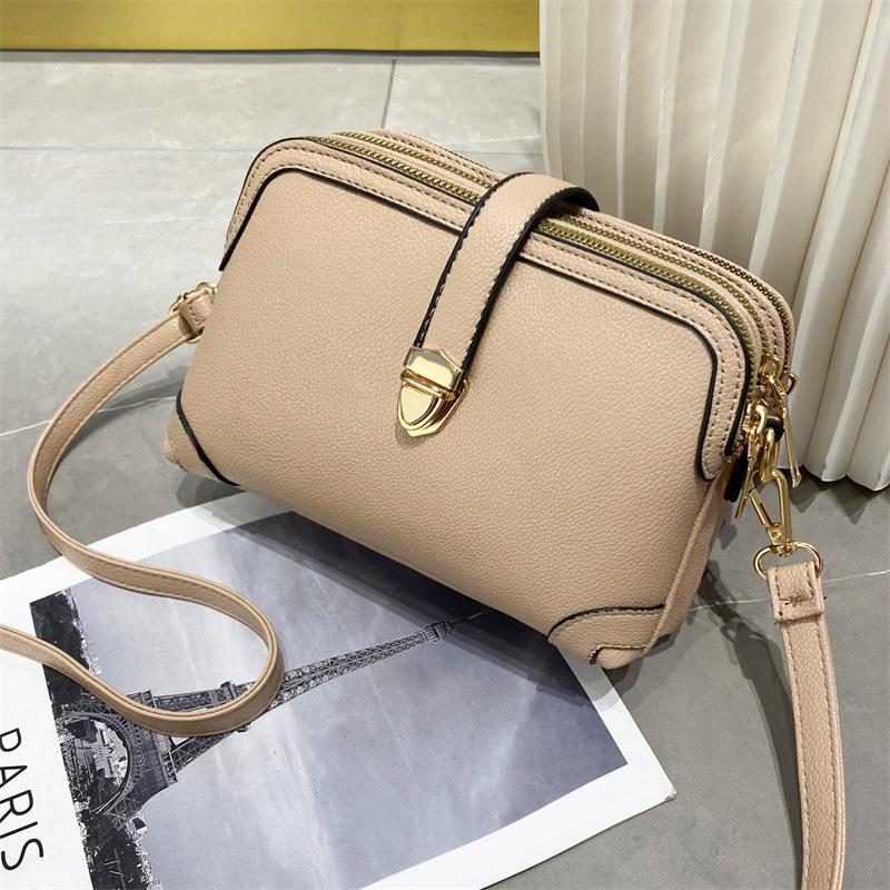 Yogodlns Modische Handy-Umhängetasche für Damen, PU-Leder, Umhängetasche, lässig, kleine quadratische Tasche, einfarbig, Messenger-Handtasche 21x8x15cm khaki von Joom DACH