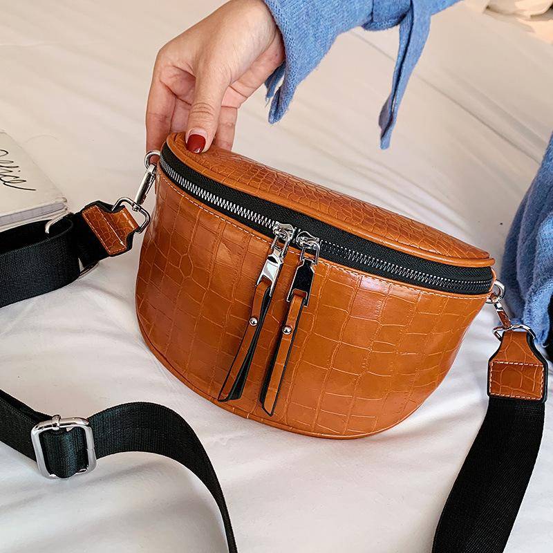 Yogodlns Modische Umhängetasche mit Krokodilmuster für Damen, PU-Leder, Satteltasche, Umhängetasche, Handtasche 24*8*17cm braun von Joom DACH