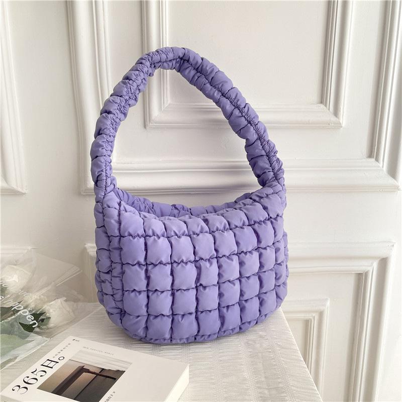 Yogodlns Modische Unterarmtasche Neue Cloud-Tasche Nische High-End-Schultertasche Daunentasche Damen Große Kapazität Plissee-Blasentasche 35x7x25cm violett von Joom DACH