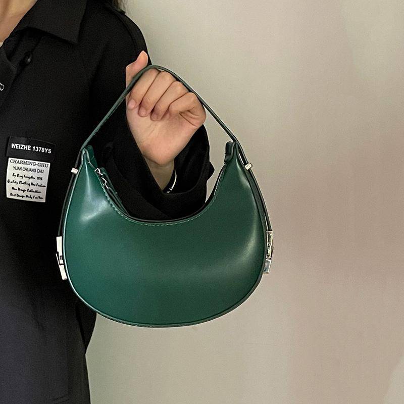 Yogodlns Nische Halbmond-Tasche für Damen, modische PU-Leder-Umhängetasche, Damen-Unterarmtasche, lässige Designer-Mädchen-Handtasche 21x6x12cm grün von Joom DACH