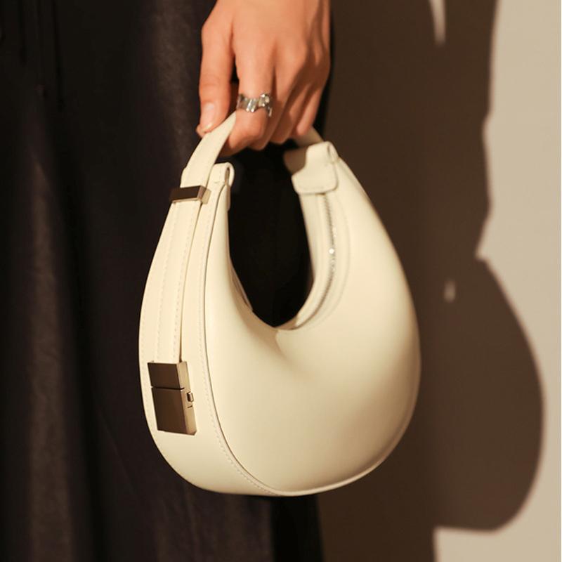 Yogodlns Nische Halbmond-Tasche für Damen, modische PU-Leder-Umhängetasche, Damen-Unterarmtasche, lässige Designer-Mädchen-Handtasche 21x6x12cm weiß von Joom DACH