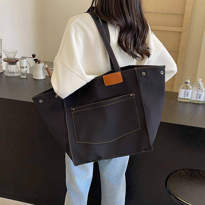 Yogodlns Übergroße Umhängetaschen mit Leopardenmuster für Damen, verformbares Segeltuch, große Kapazität, alle passenden Einkaufstaschen, luxuriöse Handtaschen 60x19x34cm schwarz von Joom DACH