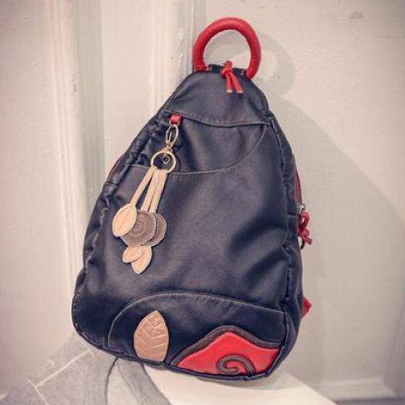 Yogodlns Vintage Leaf Stitching Umhängetasche Rucksack Multifunktions Brust Frauen Leder Rucksäcke 25*13*35cm schwarz von Joom DACH
