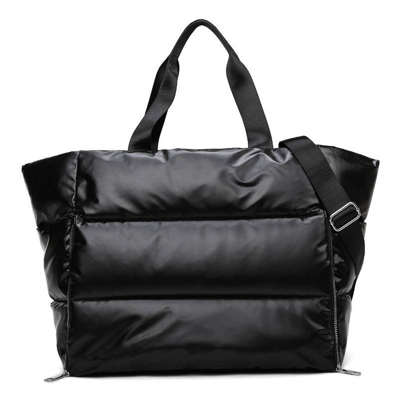 Yogodlns Winter Große Kapazität Wasserdichte Tote Umhängetasche für Frauen Space Pad Baumwolle Feder Daunen Umhängetasche Weibliche Casual Handtaschen 42*23*31cm schwarz von Joom DACH