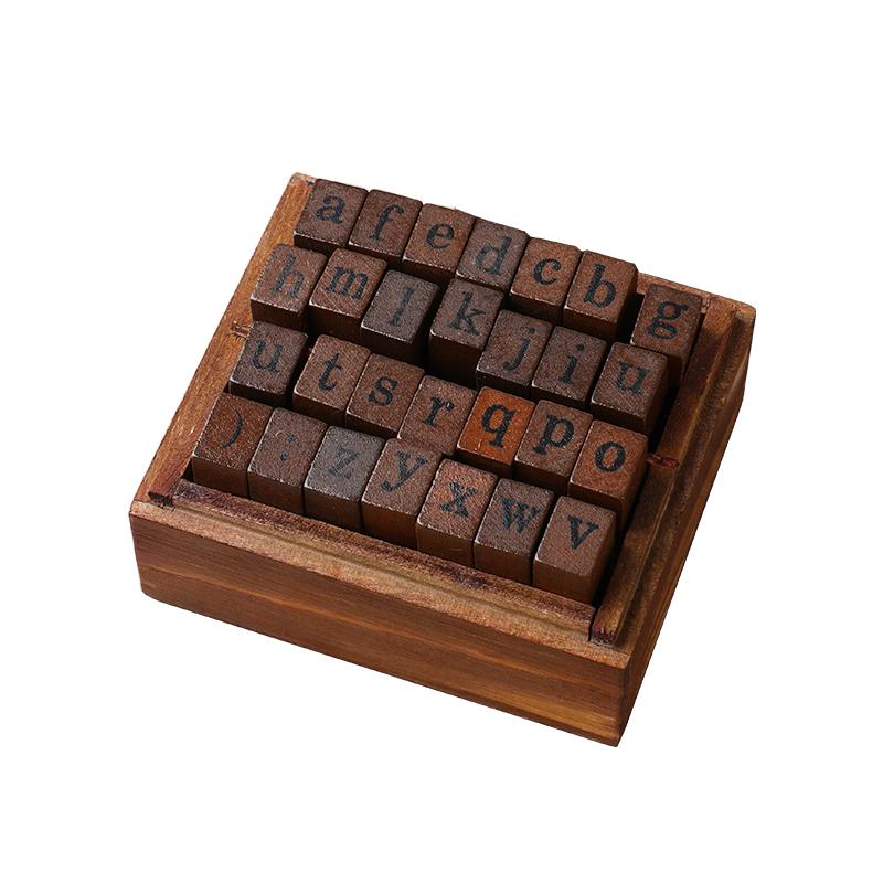 Yoofun 28-teiliges Alphabet-Stempel-Set aus Vintage-Holz-Gummibuchstaben, Standard-Stempelset für Bastelarbeiten, Kartenherstellung, Planer, Scrapbooking, Tagebücher MYY Regular lower case von Joom DACH