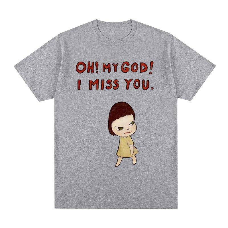 Yoshitomo Nara „I Miss You“ schwarzes T-Shirt mit Rundhalsausschnitt, vorgewaschene Baumwolle, Unisex-T-Shirt, neues T-Shirt für Damen L von Joom DACH