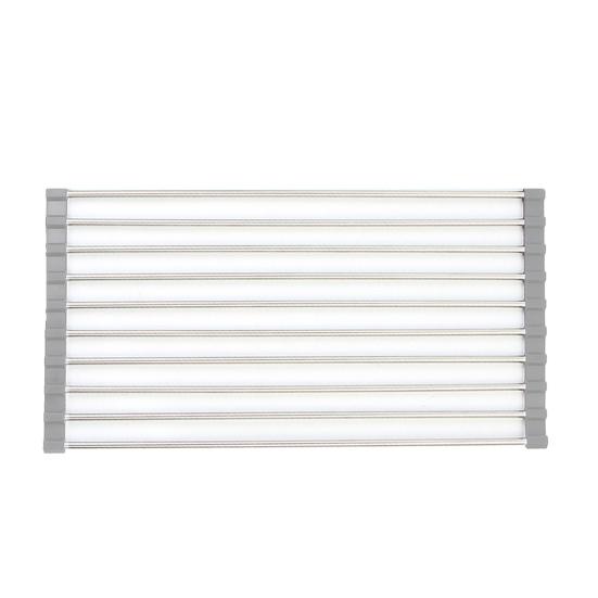 Yousheng Faltbarer Roll-Up-Geschirrtrocknungsständer, Edelstahl-Spülbecken-Roller-Organizer, praktischer Küchenhelfer für Obst, Gemüse und Besteck 20x50cm grau von Joom DACH