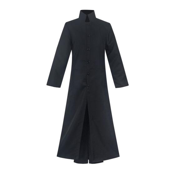 Yousheng Herren Performance Windbreaker Halloween Cosplay Bühnenshow Kostüm Stehkragen Vintage Stil Doppellagiger Trenchcoat Play Prop M schwarz von Joom DACH