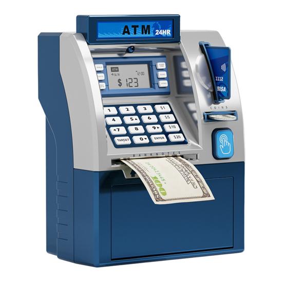 Yousheng Kinder-Geldautomat, Sparschwein, Spielzeug mit Karte, elektronisches Bargeld, Münzsparkasse, pädagogisches automatisches Passwort, Geldautomat, Kleinkinder, Jungen, Mädchen, Geschenk blau von Joom DACH