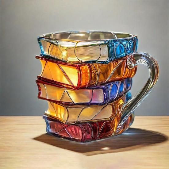 Yousheng Bemalte Buchtasse mit Löffel, kreative 3D-Stapelbuch-Kaffeetasse, Retro-Roman-Stil, Tassensammlung, Geschenke für Literaturliebhaber von Joom DACH