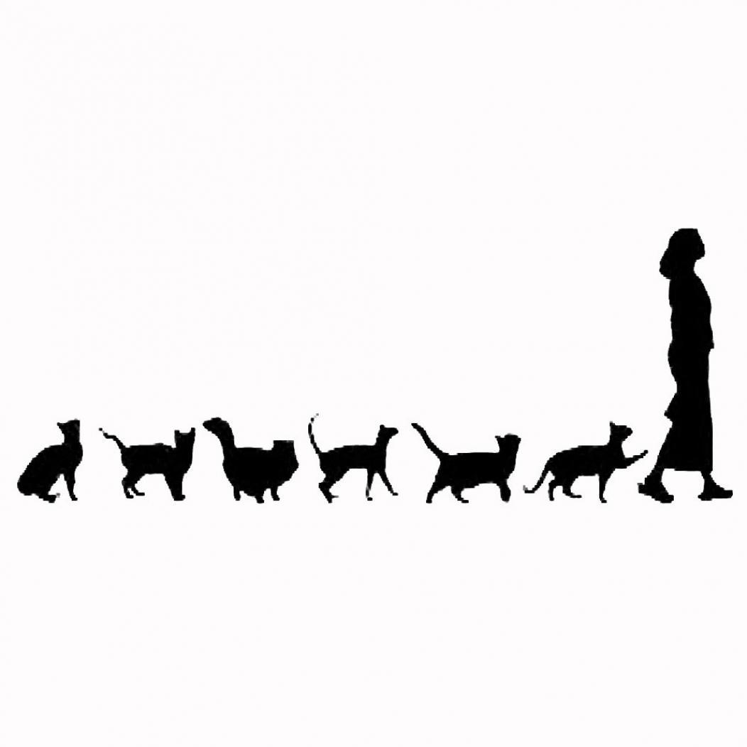 Yousheng süße Katzen folgen der Dame, Auto-Styling, reflektierende Aufkleber für Fahrzeugkarosseriefenster schwarz von Joom DACH