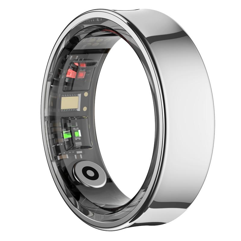 YurKem Smart Ring Herzfrequenz Blut Sauerstoff Blutdruck Messung Männer Frauen Fitness Tracker Sport IP68 Wasserdicht Bluetooth Ring Size 12 (21.6mm) silber von Joom DACH