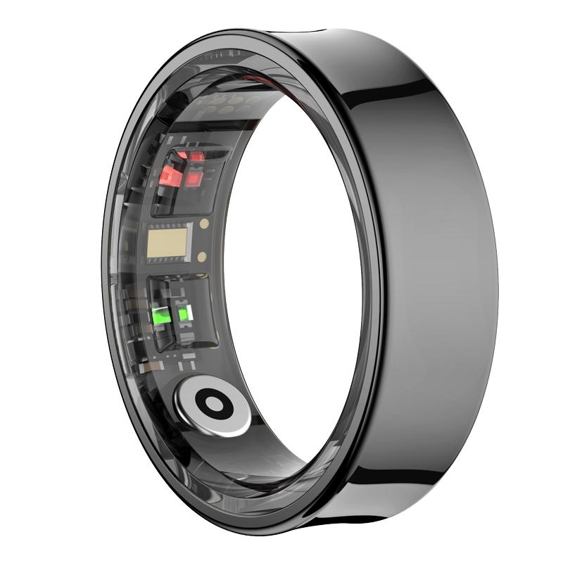 YurKem Smart Ring Herzfrequenz Blut Sauerstoff Blutdruck Messung Männer Frauen Fitness Tracker Sport IP68 Wasserdicht Bluetooth Ring Size 8 (18.3mm) schwarz von Joom DACH