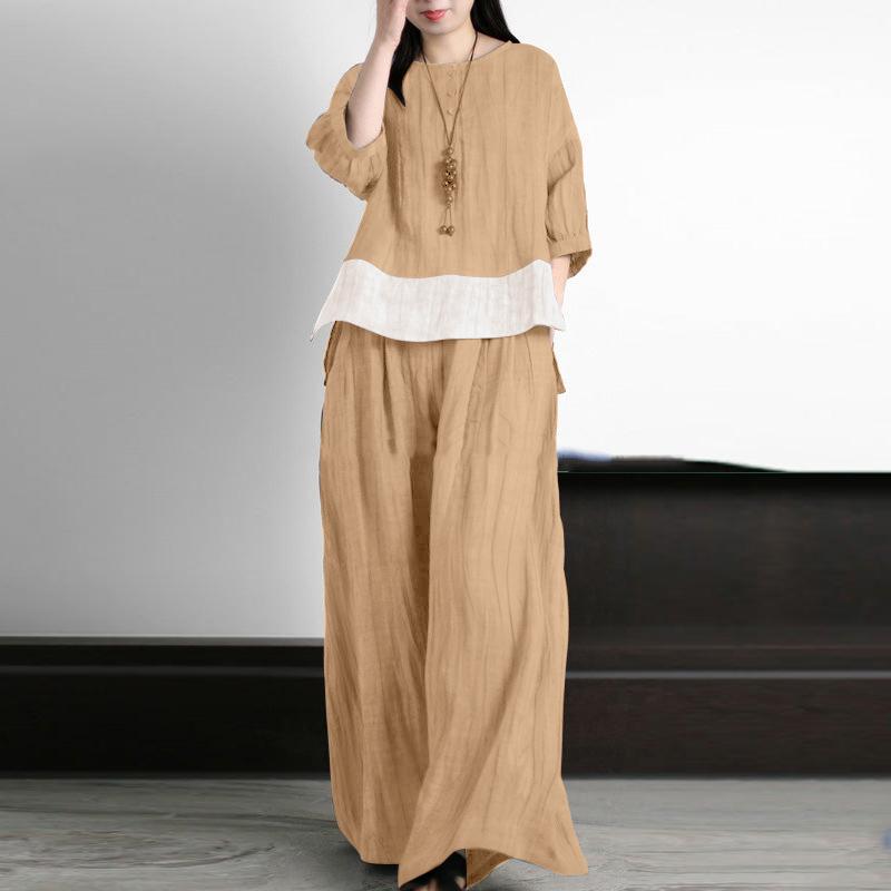 ZANZEA Damen-Bluse und Hose, lässiges Sommer-Zweiteiler-Hosenanzug-Set L khaki ZANZEA Damen-Bluse und Hose, lässiges Sommer-Zweiteiler-Hosenanzug-Set L khaki von Joom DACH