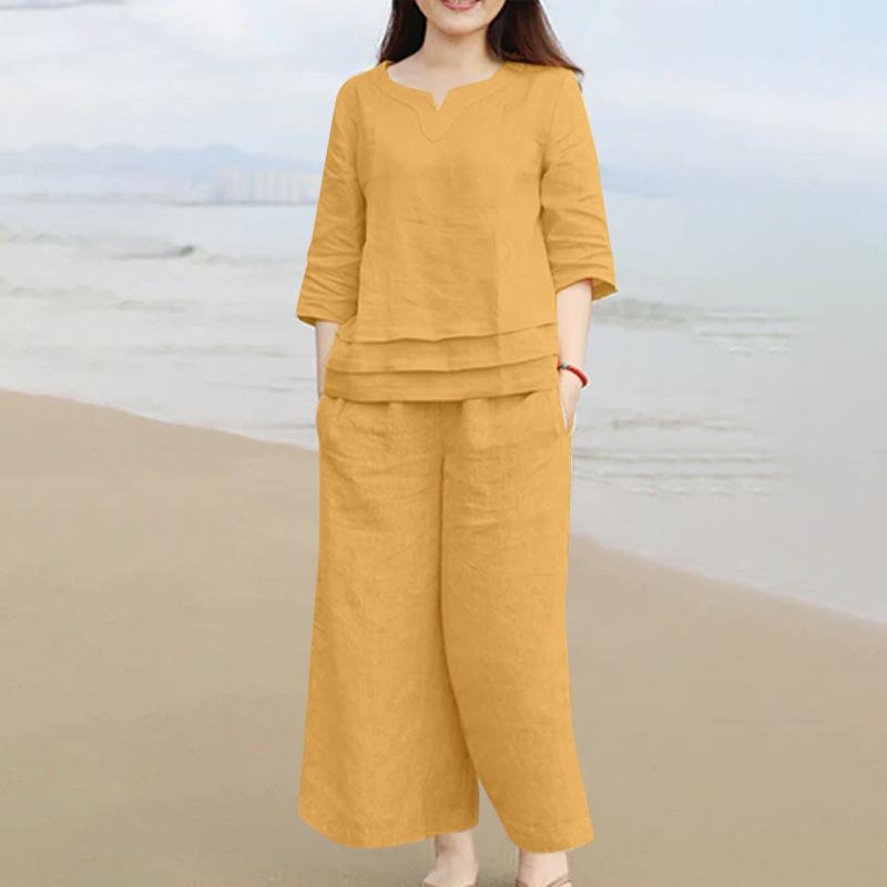 ZANZEA Damen-Bluse und Hose, lässiges zweiteiliges Hosenanzug-Set 3XL von Joom DACH