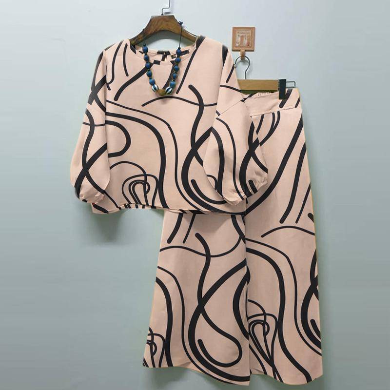 ZANZEA Damen-Bluse und Hose, lässiges zweiteiliges Hosenanzug-Set M beige von Joom DACH