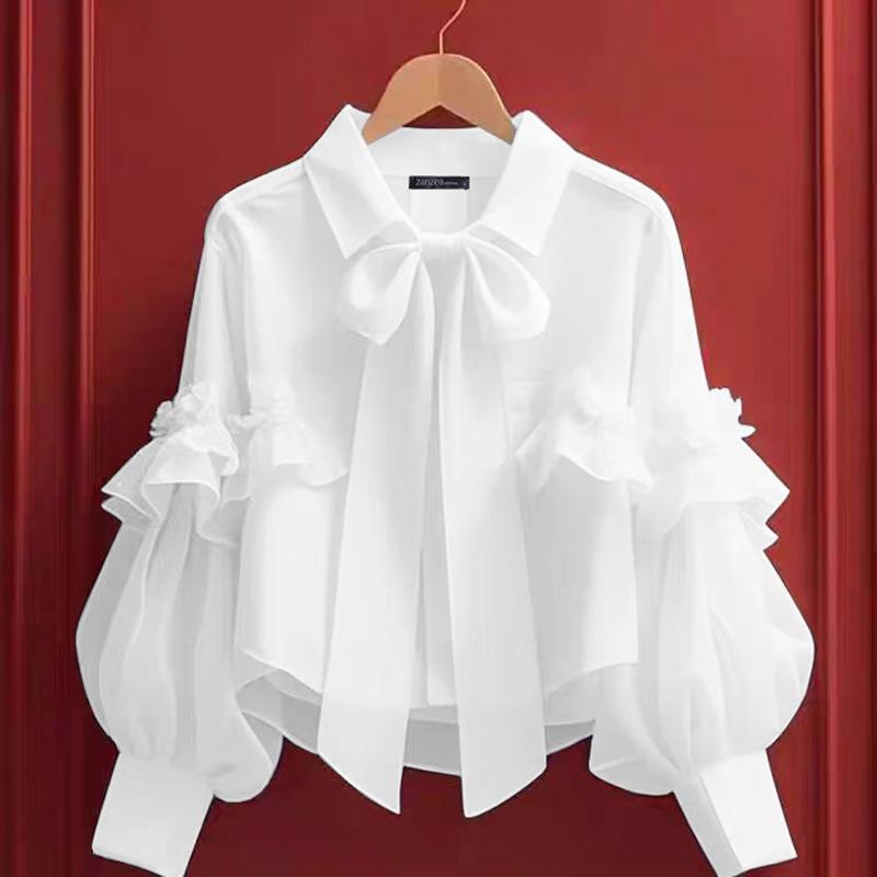 ZANZEA Damen Casual Hemdkragen Langarm Krawattenhemden 4XL weiß von Joom DACH