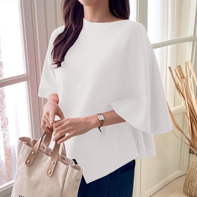 ZANZEA Damen Casual U-Boot-Ausschnitt 3/4 Ärmel Einfarbig Locker Unregelmäßiger Saum Bluse S von Joom DACH