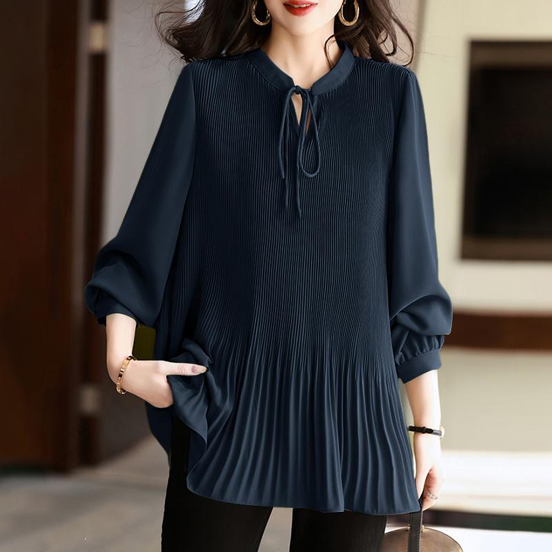 ZANZEA Damen Casual V-Ausschnitt Locker Langarm Plissierte Bluse 4XL von Joom DACH