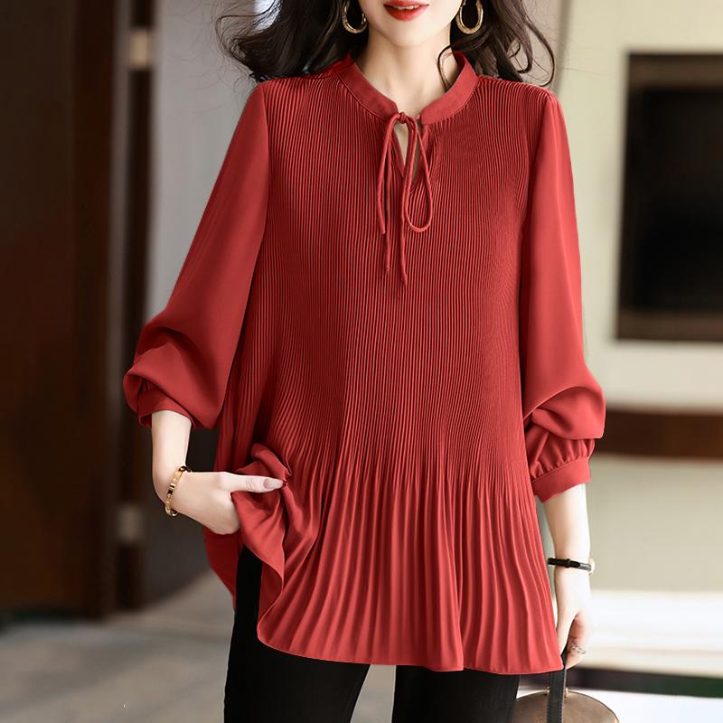 ZANZEA Damen Casual V-Ausschnitt Locker Langarm Plissierte Bluse M von Joom DACH