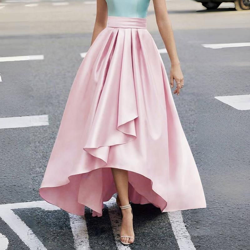 ZANZEA Damen Elegante, einfarbige, lockere A-Linien-Röcke aus Satin 4XL von Joom DACH