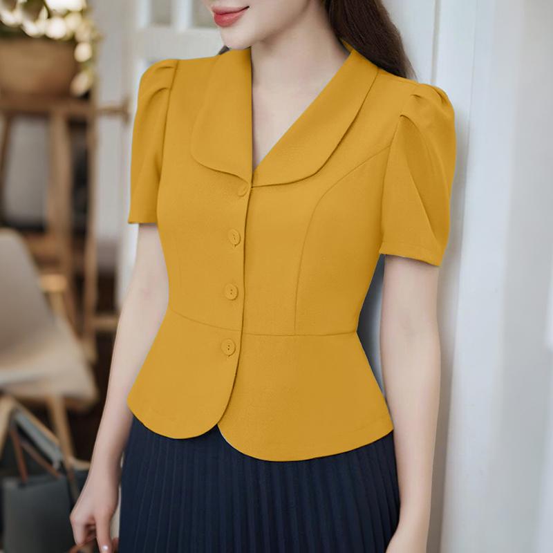 ZANZEA Damen Klassischer Kragen Sommer Freizeit Kurzarm Bluse XL von Joom DACH