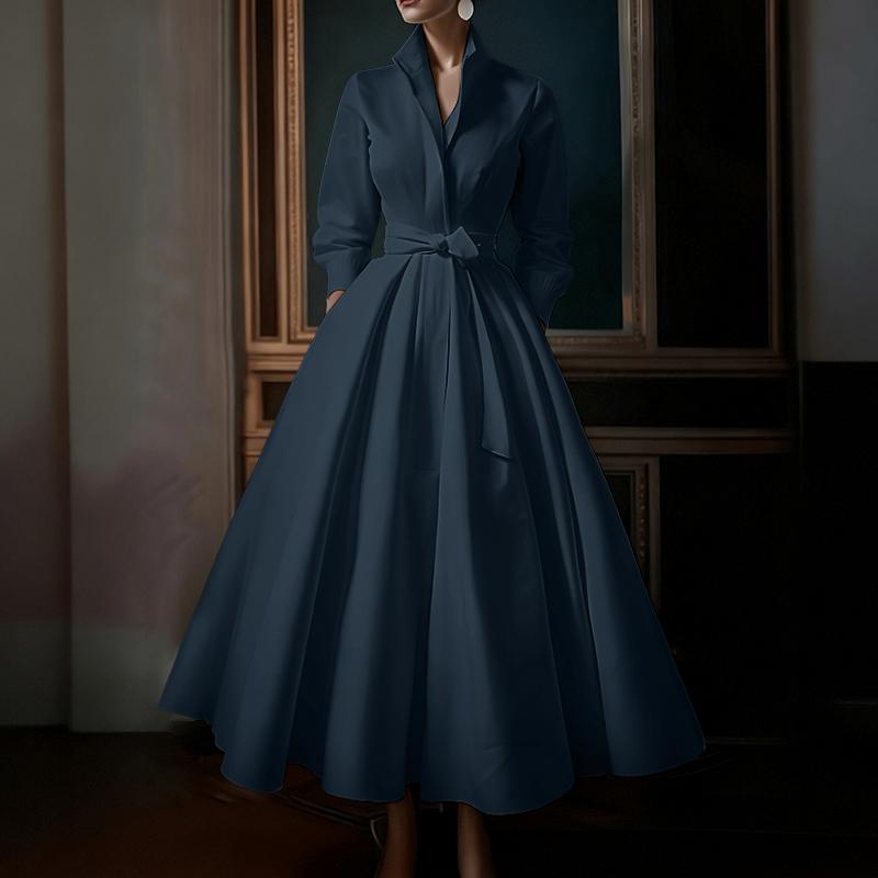 ZANZEA Damen-Kleid, lässig, Umlegekragen, langärmelig, lang 4XL dunkelblau von Joom DACH