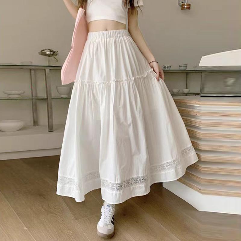 ZANZEA Damen Lässig Mid-Waist Layered Spitze A-Linien Röcke M weiß von Joom DACH