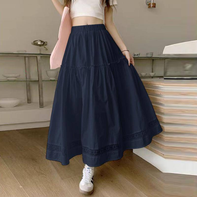 ZANZEA Damen Lässig Mid-Waist Layered Spitze A-Linien Röcke S dunkelblaue von Joom DACH