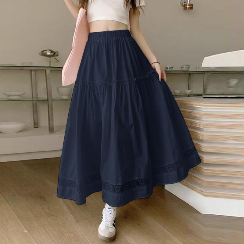 ZANZEA Damen Lässig Mid-Waist Layered Spitze A-Linien Röcke XL dunkelblaue von Joom DACH