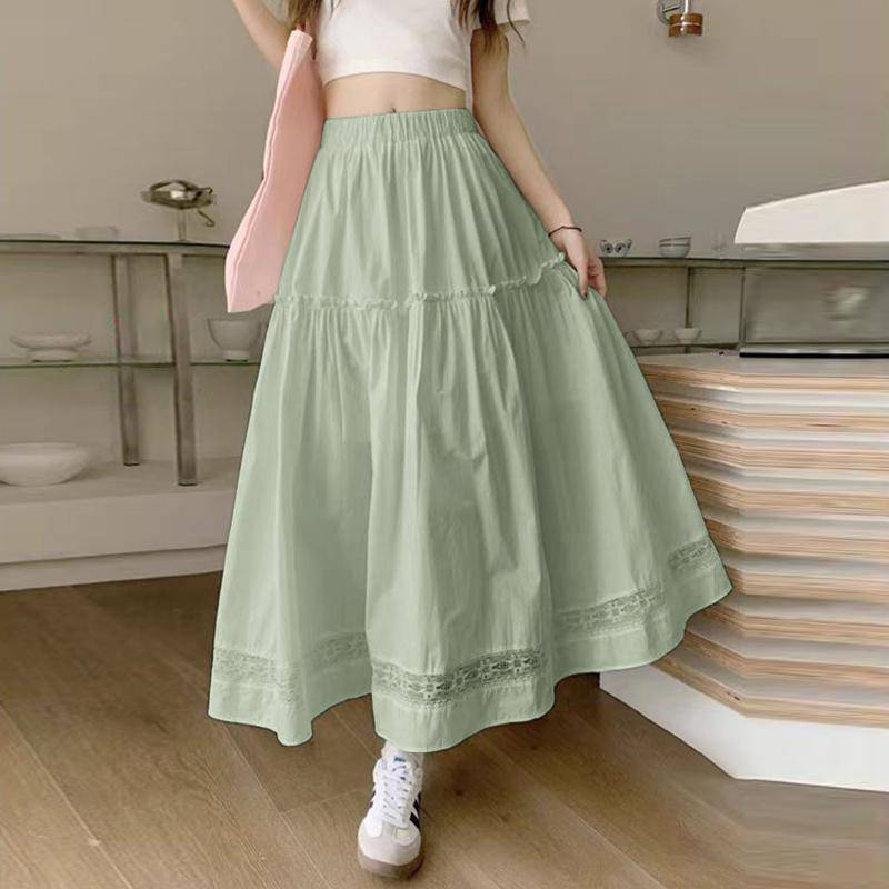 ZANZEA Damen Lässig Mid-Waist Layered Spitze A-Linien Röcke XL grün von Joom DACH