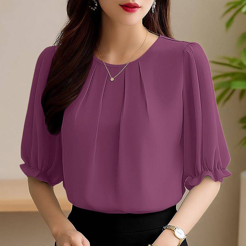 ZANZEA Damen Lässig Rundhals Locker Sommer Halbarm Bluse 4XL von Joom DACH