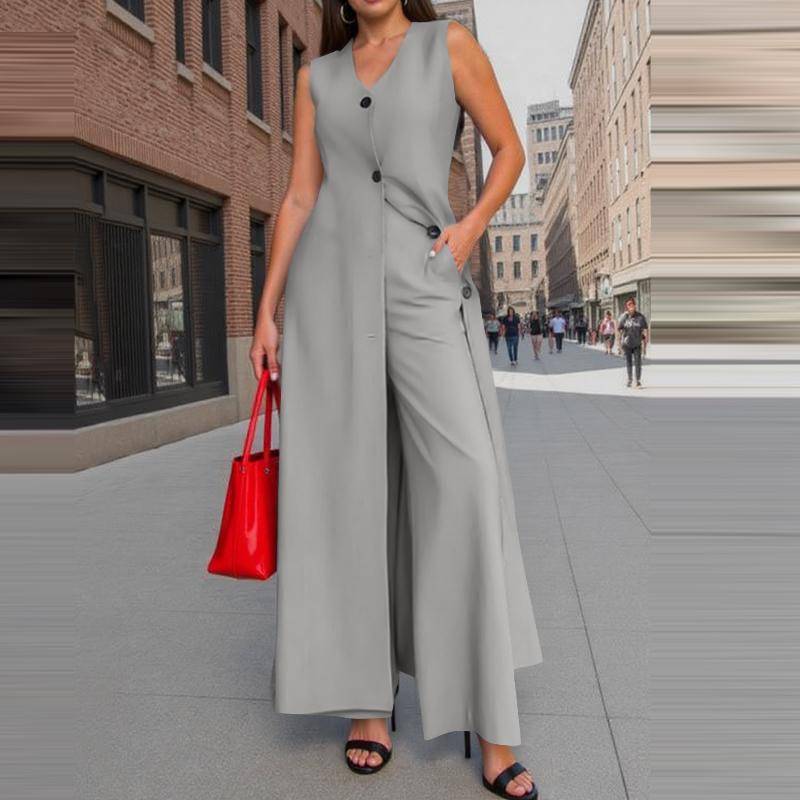 ZANZEA Damen Lässige Lange Weste und Hose Sommer Zweiteiler Anzugsets 4XL graue von Joom DACH