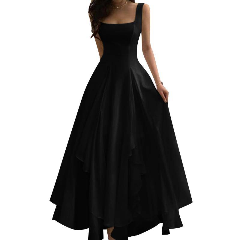 ZANZEA Damen Lässiges Quadratischer Ausschnitt Ärmellos Rüschen Langes Kleid 4XL von Joom DACH
