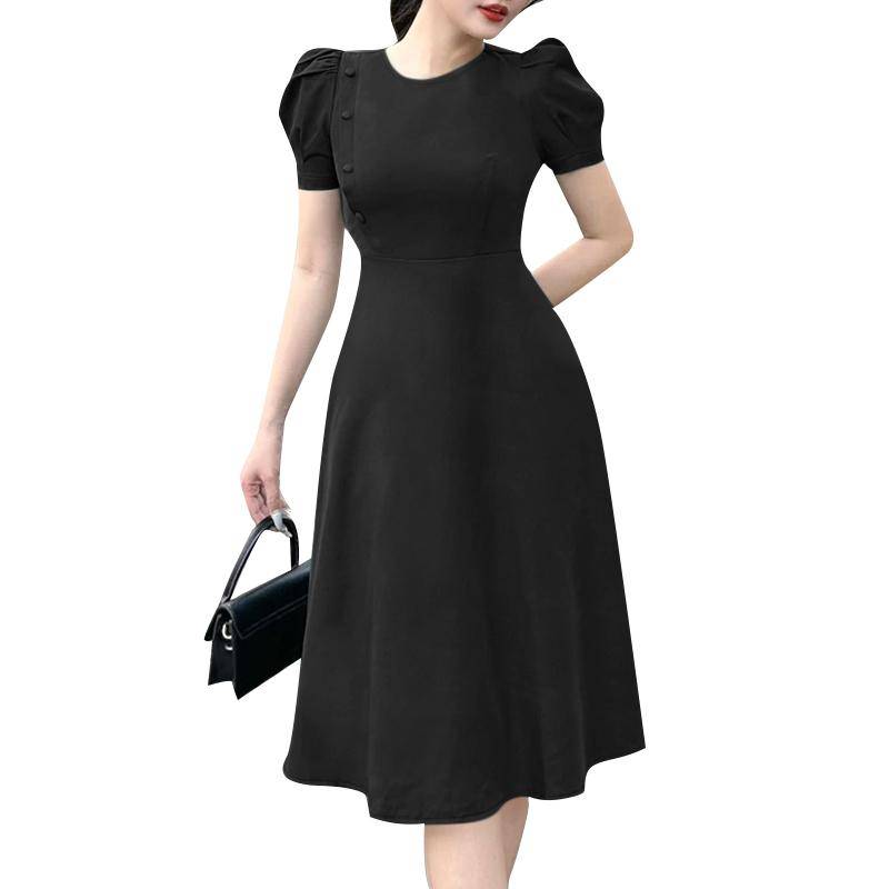 ZANZEA Damen Lässiges Rundhals-Sommerkleid mit kurzen Ärmeln in A-Linie 5XL schwarz von Joom DACH