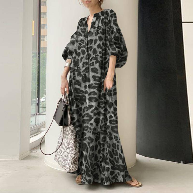 ZANZEA Damen O-Ausschnitt 3/4 Ärmel Kleid Frühling Sommer Mode Leopardenmuster Langes Kleid 3XL dunkelgrau ZANZEA Damen O-Ausschnitt 3/4 Ärmel Kleid Frühling Sommer Mode Leopardenmuster Langes Kleid 3XL dunkelgrau von Joom DACH
