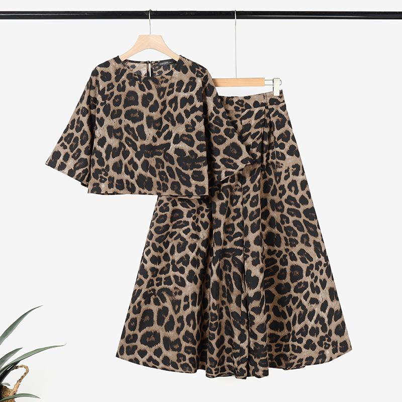 ZANZEA Damen-Set mit bedruckter Bluse mit 3/4-Ärmeln und Hose mit weitem Bein, lässig, zweiteilig 2XL khaki von Joom DACH