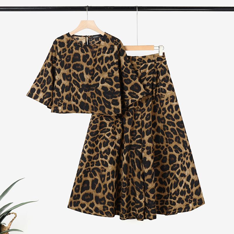 ZANZEA Damen-Set mit bedruckter Bluse mit 3/4-Ärmeln und Hose mit weitem Bein, lässig, zweiteilig XL braun von Joom DACH