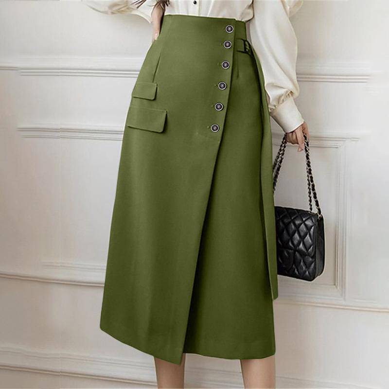 ZANZEA Damen Sommer Casual Einfarbig Hohe Taille Röcke 5XL grün von Joom DACH