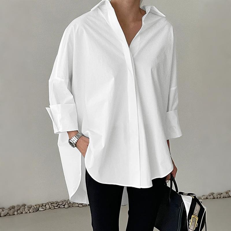 ZANZEA Damen Umlegekragen Locker Lässig Langarm Bluse 5XL weiß von Joom DACH