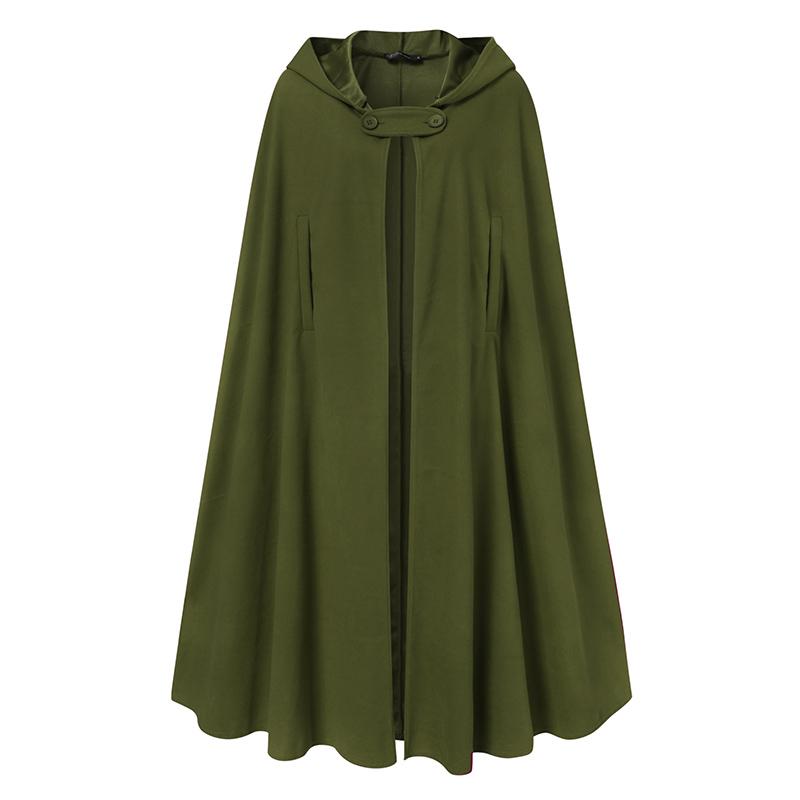 ZANZEA Damen Winter-Casual-Kapuzenpullover, Wollmischung, Cape-Poncho, langer Cardigan-Mantel 3XL armee grüne von Joom DACH