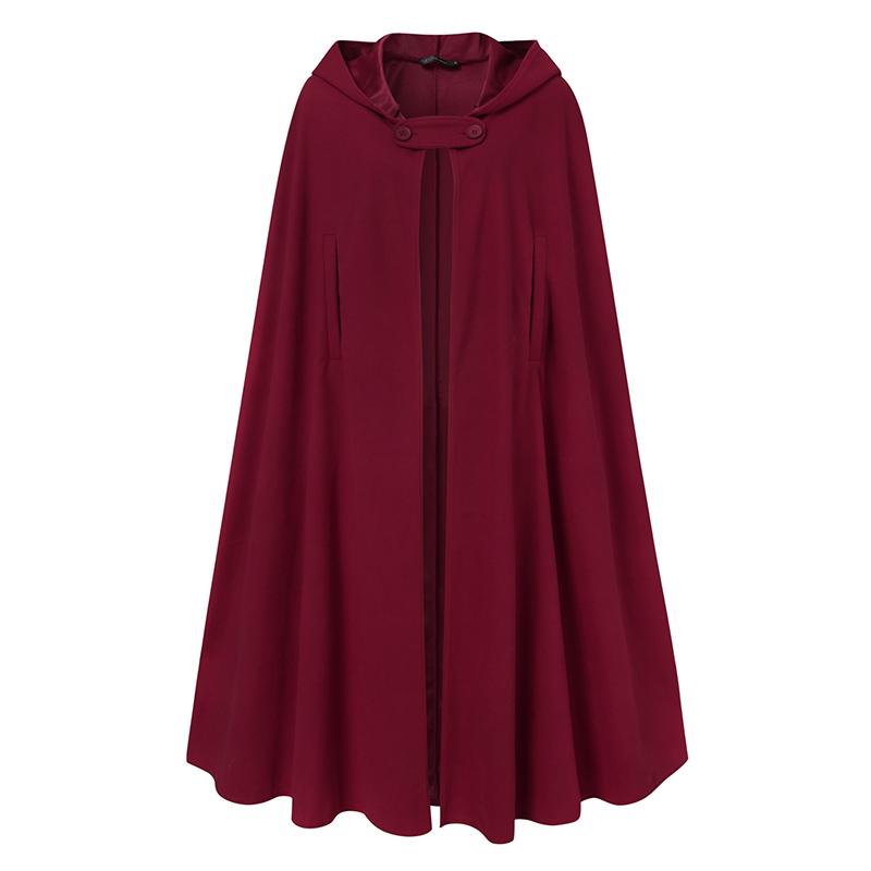 ZANZEA Damen Winter-Casual-Kapuzenpullover, Wollmischung, Cape-Poncho, langer Cardigan-Mantel 3XL rot von Joom DACH