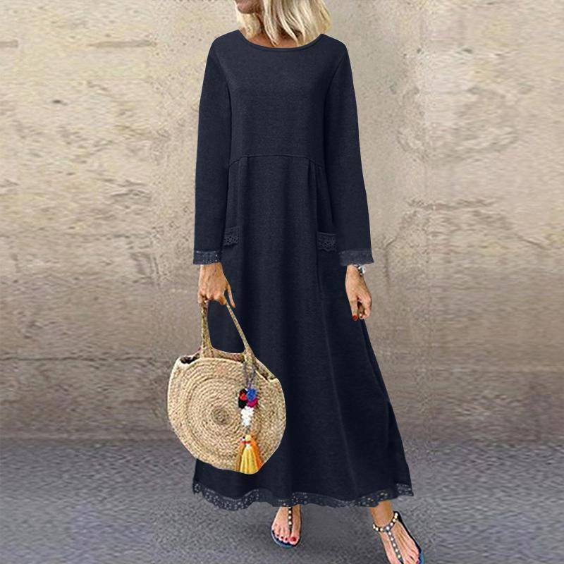 ZANZEA Herbst Winter Langes Sweatshirt Kleid Damen Casual Oansatz Langarm Spitze Patchwork 5XL dunkelblau ZANZEA Herbst Winter Langes Sweatshirt Kleid Damen Casual Oansatz Langarm Spitze Patchwork 5XL dunkelblau von Joom DACH