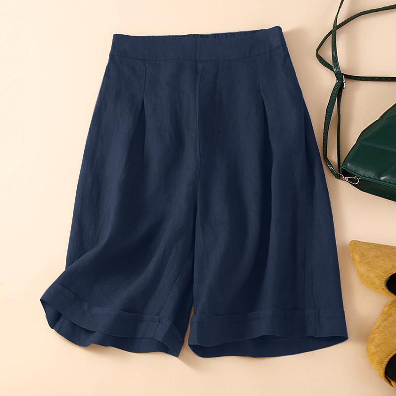 ZANZEA Lässige Damen-Shorts aus Baumwolle mit elastischem Bund, lockere Sommer-Shorts S dunkelblaue von Joom DACH