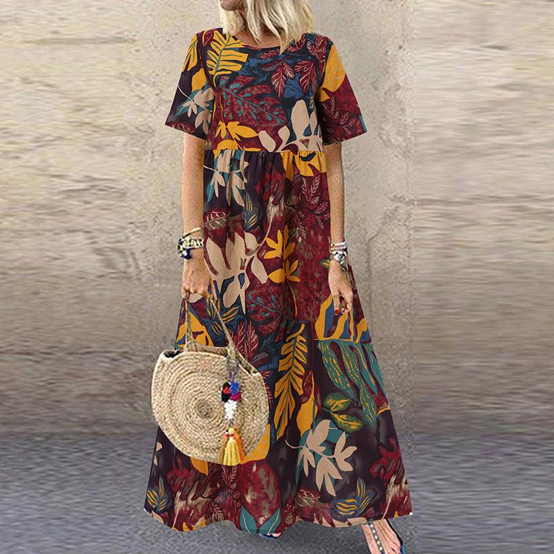 ZANZEA Sommer Mode Druck Langes Kleid Frauen Casual Oansatz Kurzarm Lose Baumwolle Kleid 2XL rot ZANZEA Sommer Mode Druck Langes Kleid Frauen Casual Oansatz Kurzarm Lose Baumwolle Kleid 2XL rot von Joom DACH