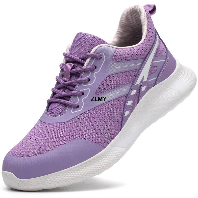 ZLMY Neue Damen-Sicherheitsschuhe mit Stahlkappe, Sneaker, leichte Arbeitsschuhe, pannensichere Arbeitssicherheitsstiefel, Damen- und Herren-Sicherheitsstiefel 41 violett von Joom DACH