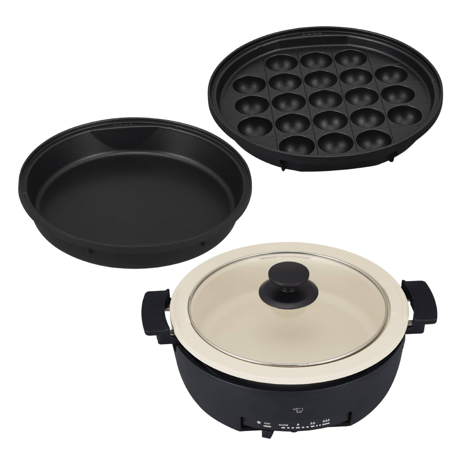 ZOJIRUSHI Grillpfanne Ajimaru 3-teilig Typ Kompakter Tontopf Stil Topf Takoyaki Platte Sukiyaki Topf Schwarz EP-FS30AM-BA schwarz von Joom DACH
