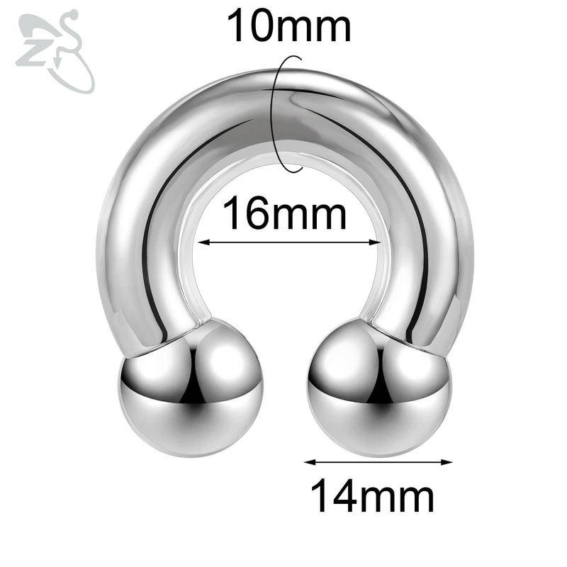 ZS 1 Stück 2/4/6/8G Nasenring aus rostfreiem Stahl in Hufeisenform für Männer mit Innengewinde und großem Durchmesser, Ohr-Expander-Septum-Piercing Style 17 von Joom DACH